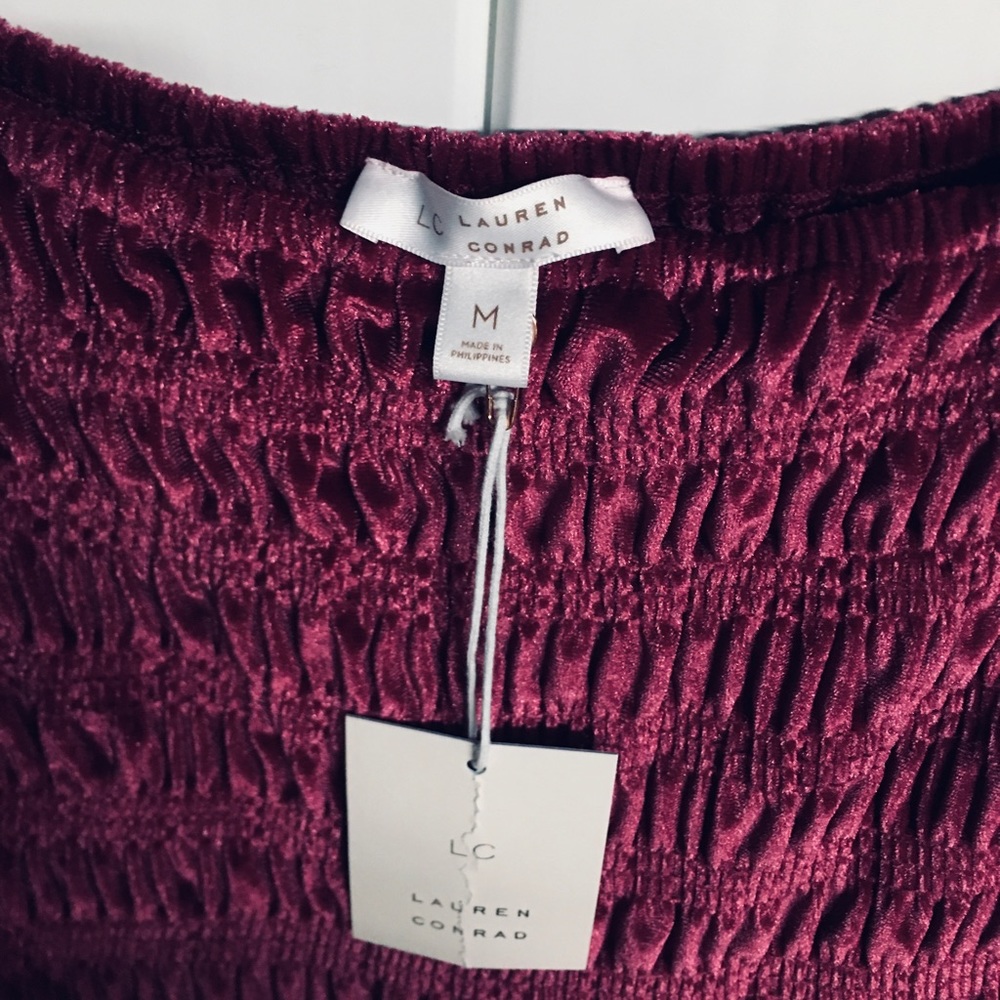 NWT LC Lauren Conrad Smoked Top Velvet Mini Dress - Picture 3 of 4